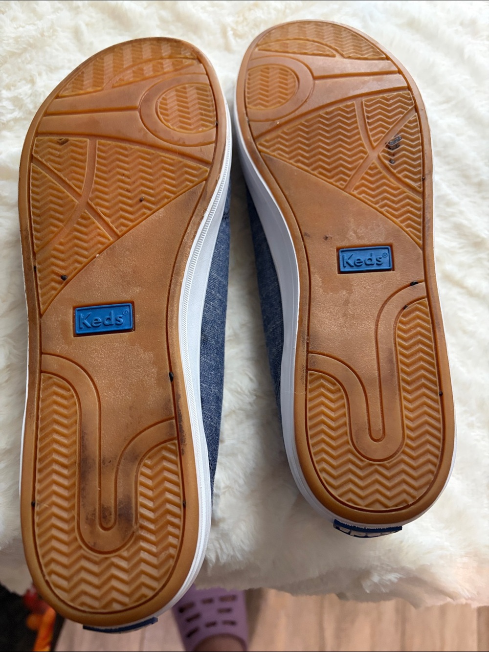 Keds Denim Low-Top Sneakers in Dark Blue with White Soles - Picture 6 of 7